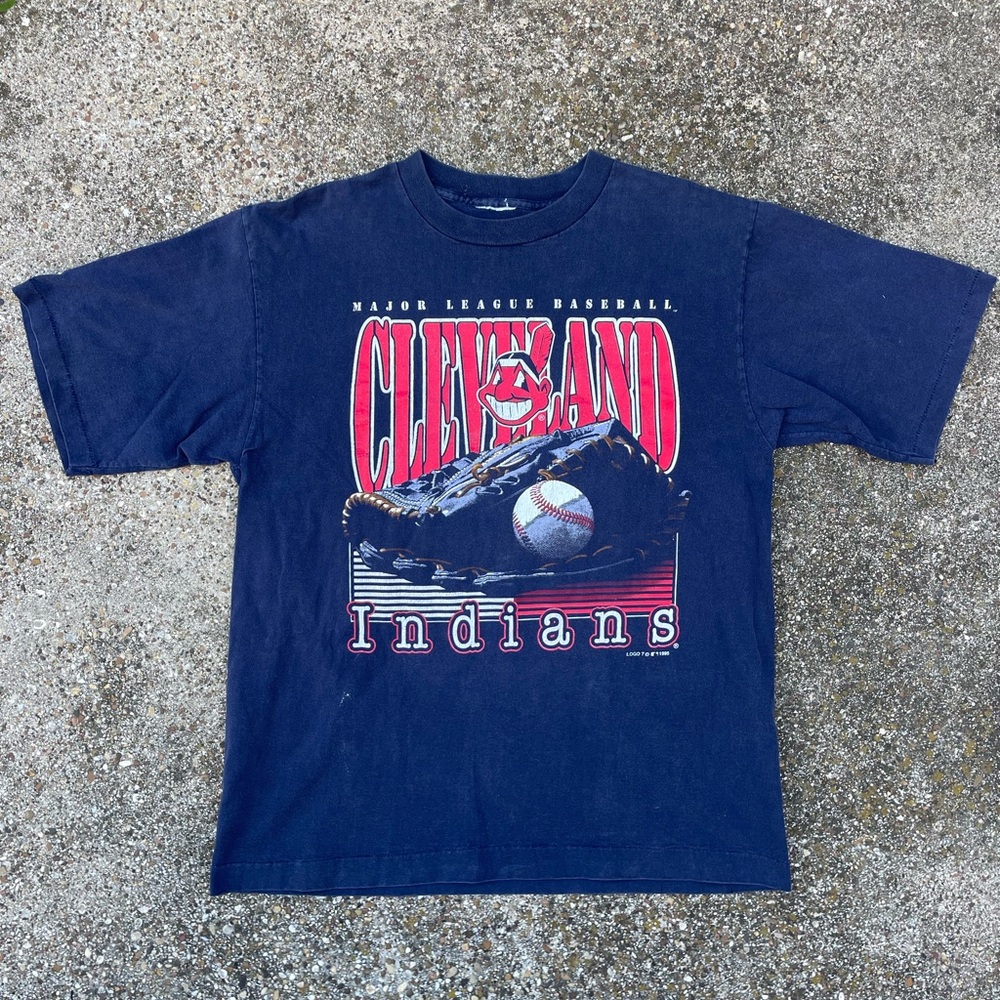 VTG Indians LOGO 7 Blue Single Stitch T Shirt